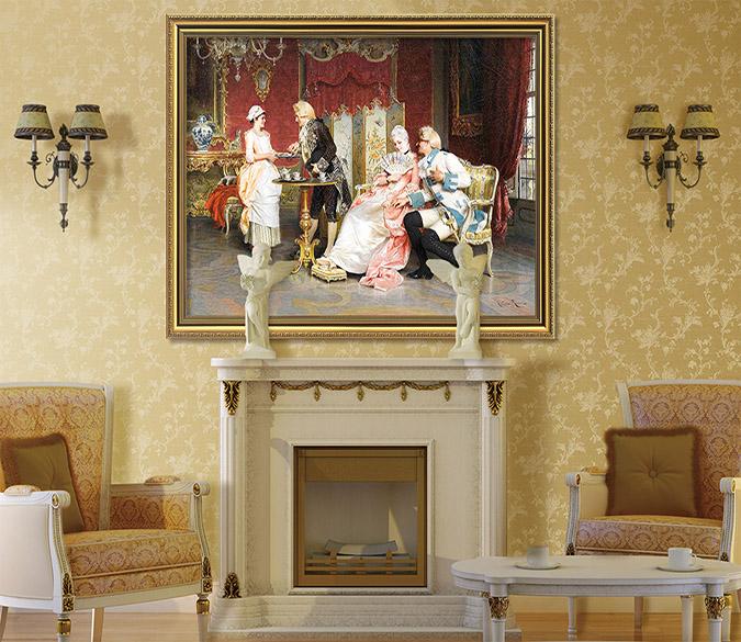 3D Flirting Couple 039 Fake Framed Print Painting Wallpaper AJ Creativity Home 