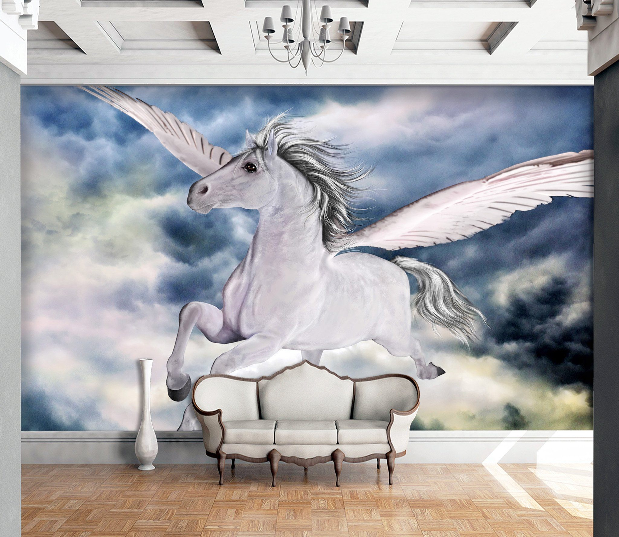 3D Cloud Flying Horse 134 Wallpaper AJ Wallpaper 