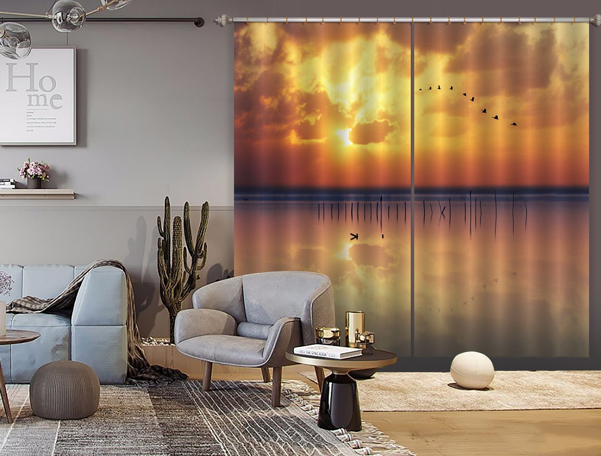 3D Sunset River 134 Marco Carmassi Curtain Curtains Drapes Curtains AJ Creativity Home 