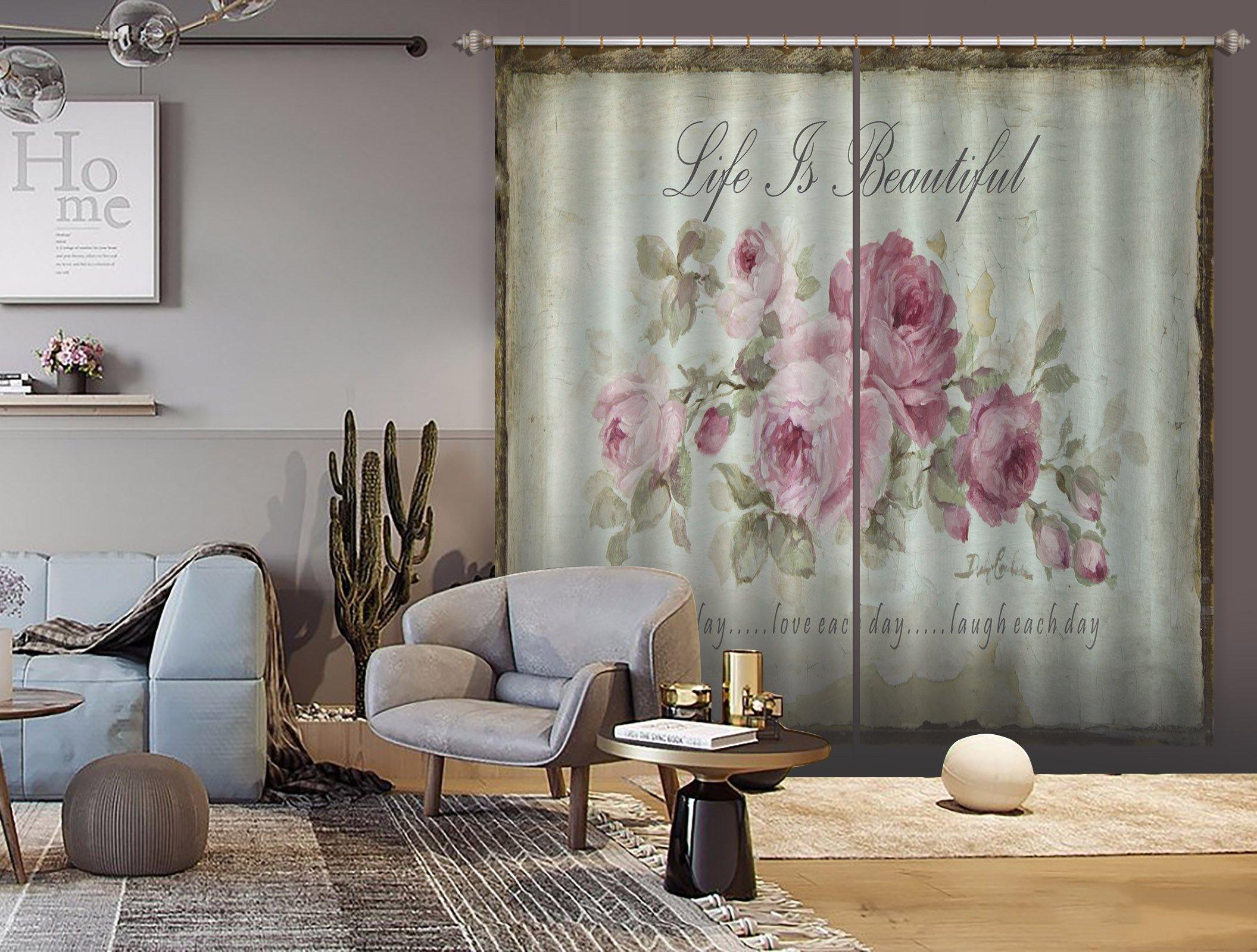 3D Beautiful Flowers 054 Debi Coules Curtain Curtains Drapes Curtains AJ Creativity Home 