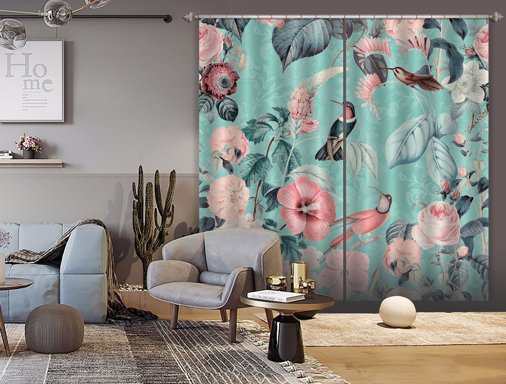 3D Bird And Flower Forest 064 Andrea haase Curtain Curtains Drapes Curtains AJ Creativity Home 