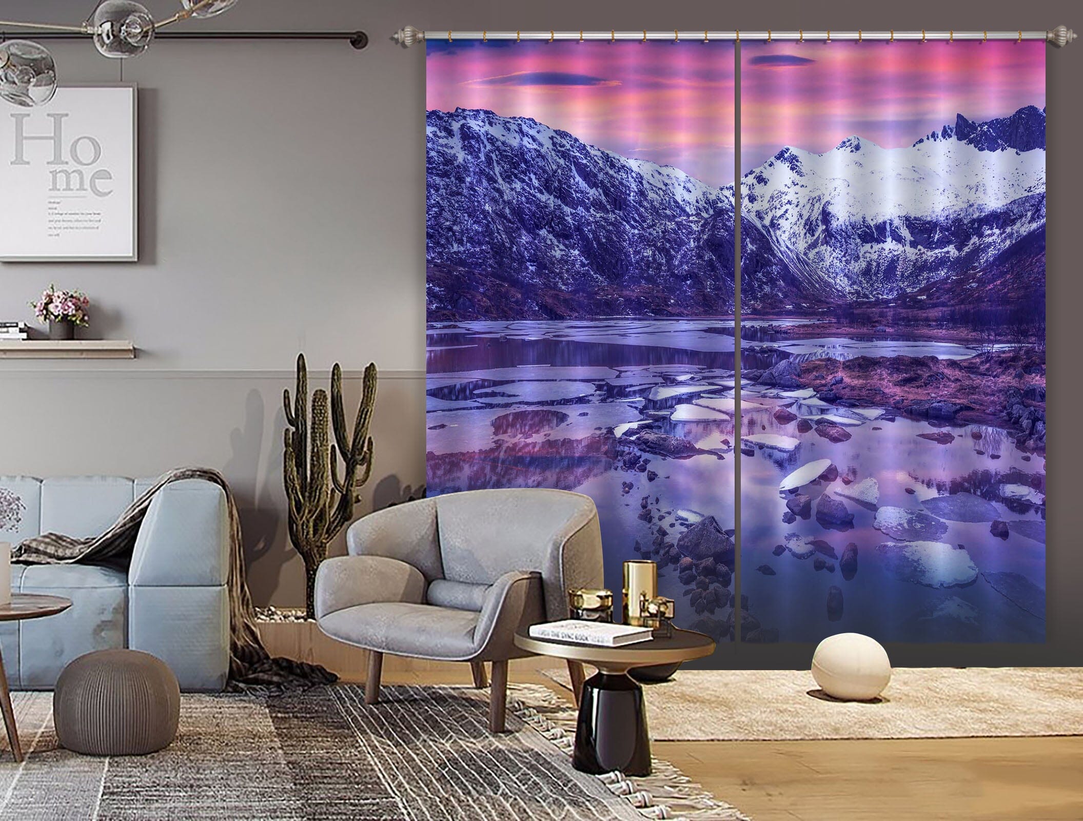 3D Purple Glacier 137 Marco Carmassi Curtain Curtains Drapes Curtains AJ Creativity Home 