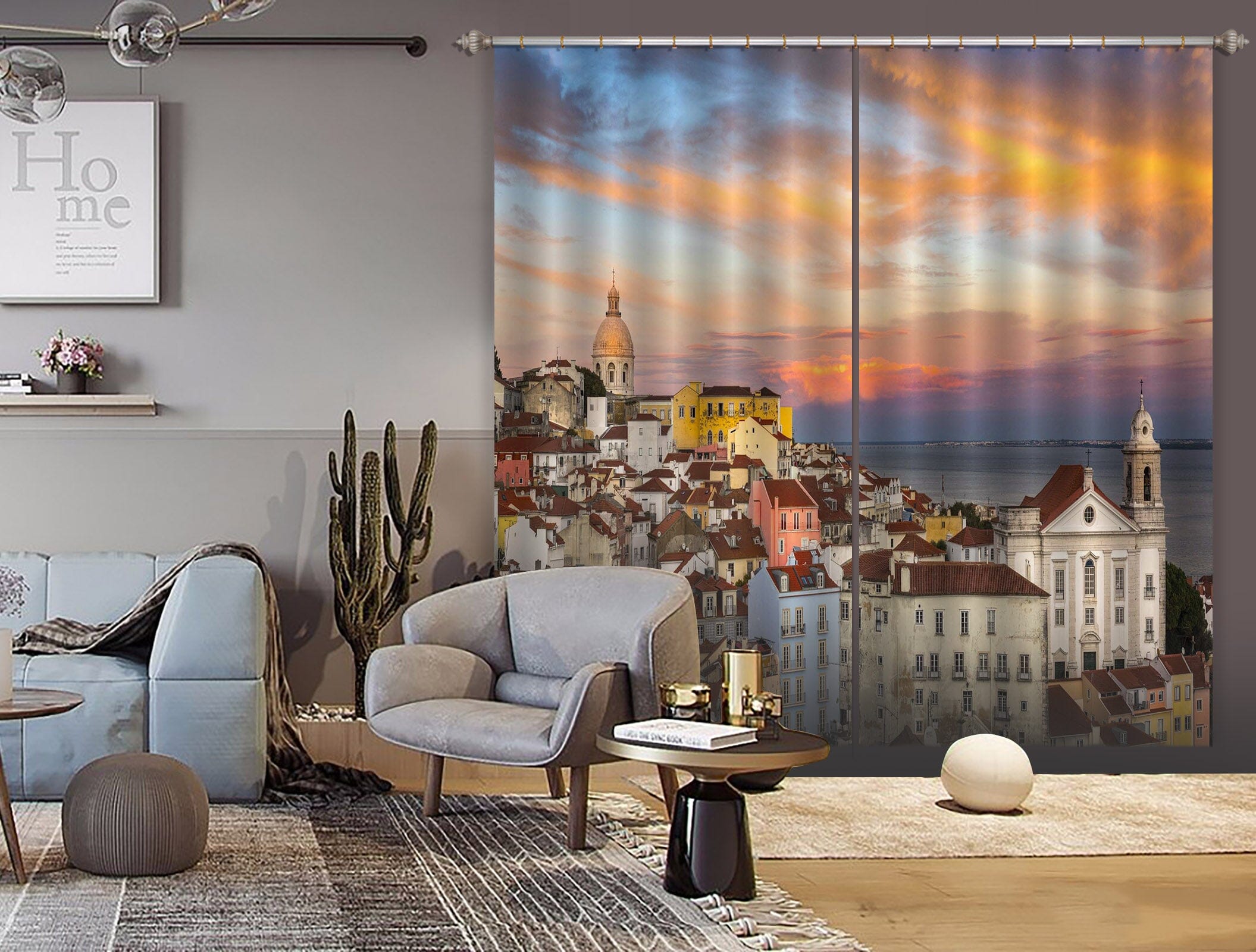 3D Sunset City 081 Marco Carmassi Curtain Curtains Drapes Curtains AJ Creativity Home 