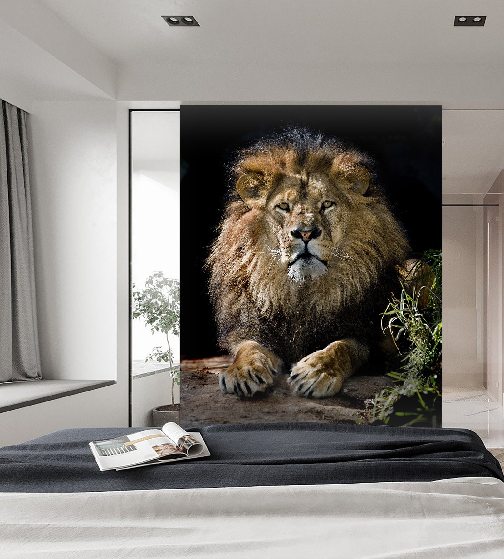 3D Lion Grass 140 Wall Murals