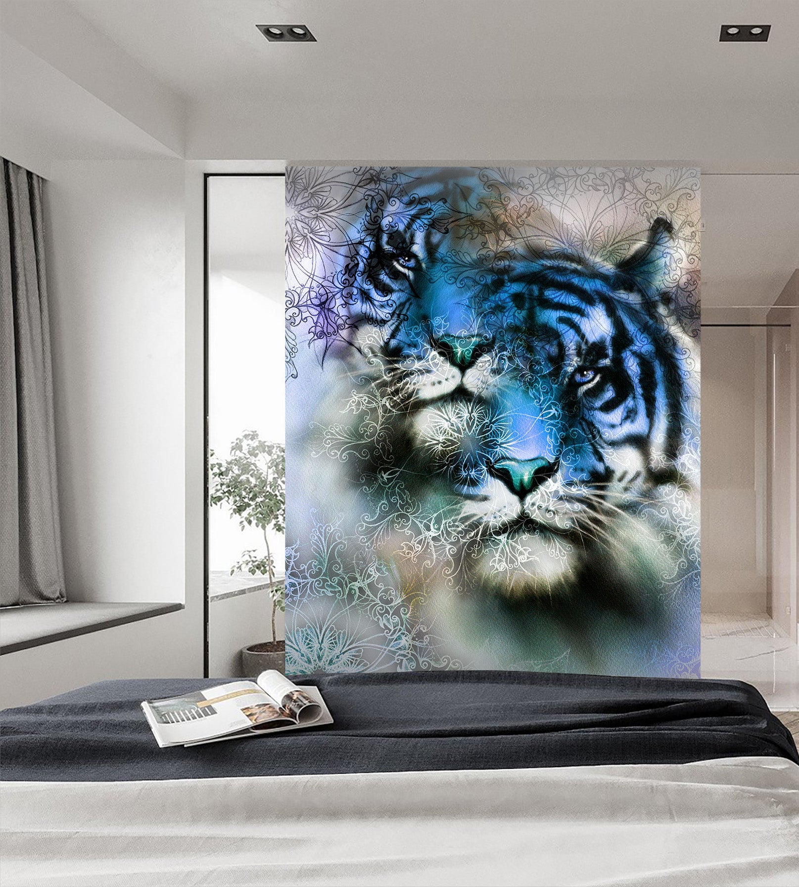 3D Blue Tiger 137 Wall Murals