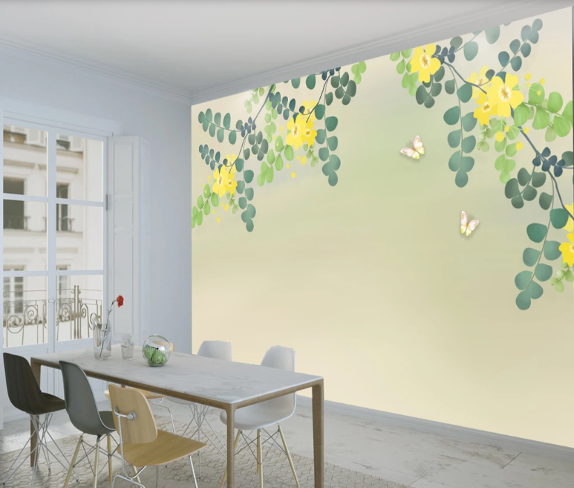 3D Butterfly Leaf WC1398 Wall Murals