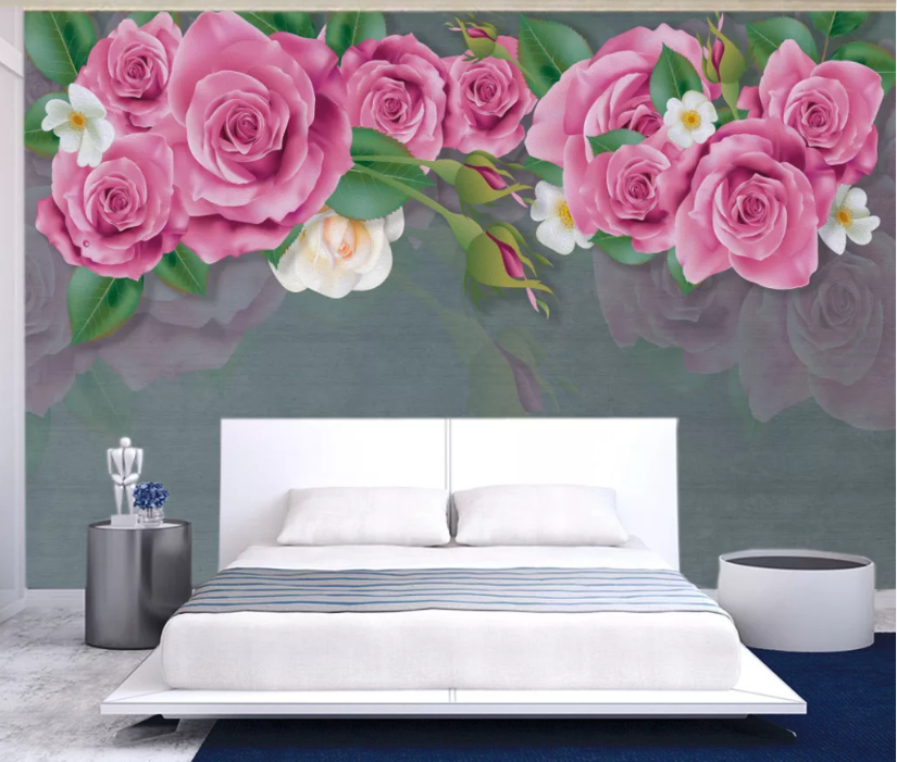 3D Red Rose WC1079 Wall Murals