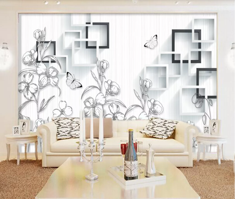 3D Sketch Flower WC971 Wall Murals