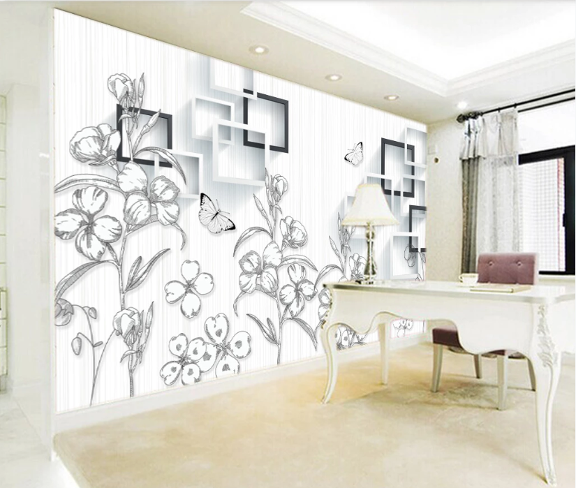 3D Sketch Flower WC971 Wall Murals