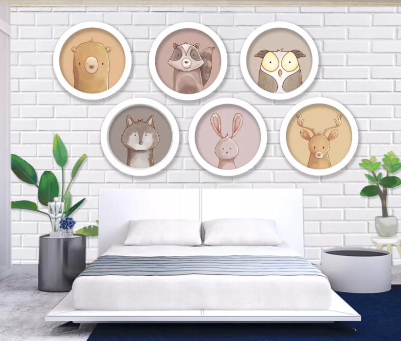 3D Rabbit Squirrel WC968 Wall Murals