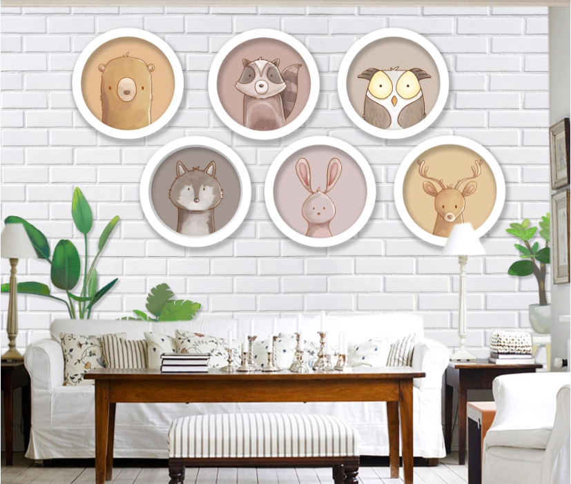 3D Rabbit Squirrel WC968 Wall Murals