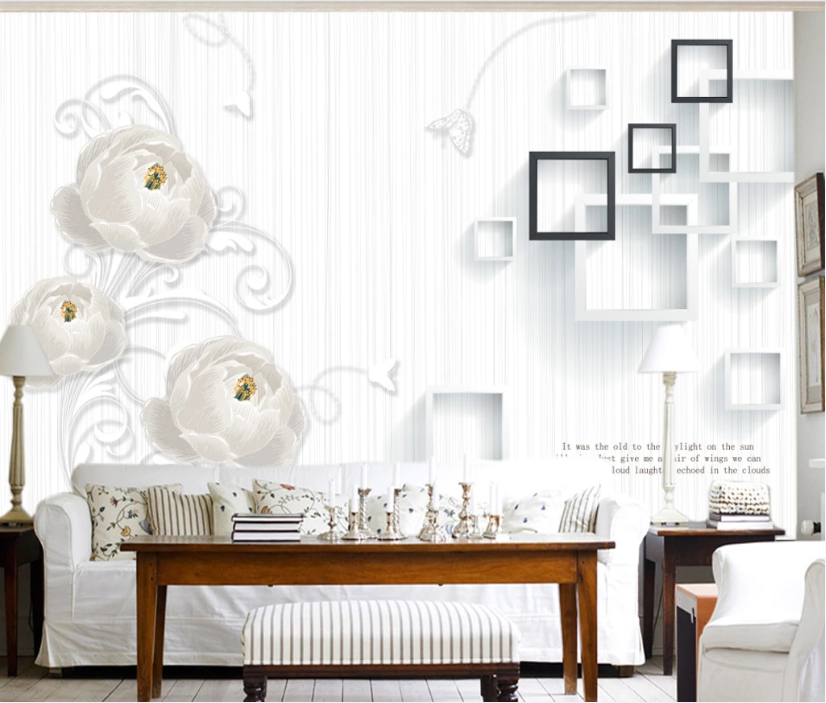 3D White Flower WC956 Wall Murals