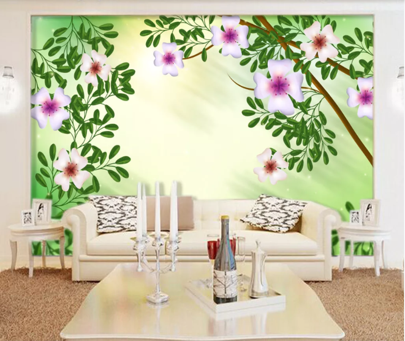 3D Plum Leaves WC954 Wall Murals