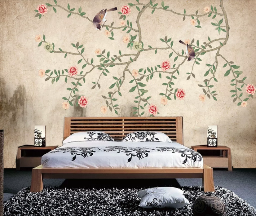 3D Rose Bird WC944 Wall Murals