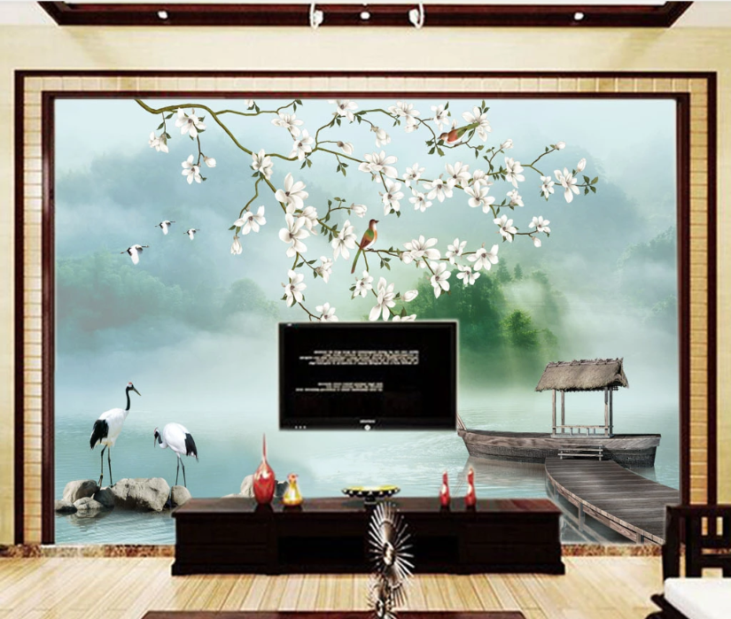 3D Crane Bird WC895 Wall Murals