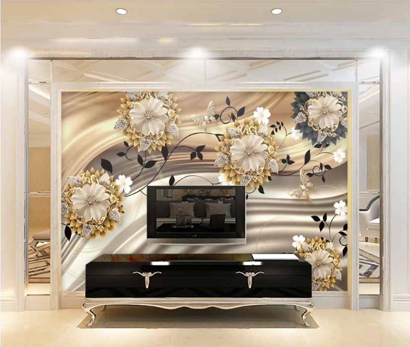 3D Crystal Flower WC825 Wall Murals