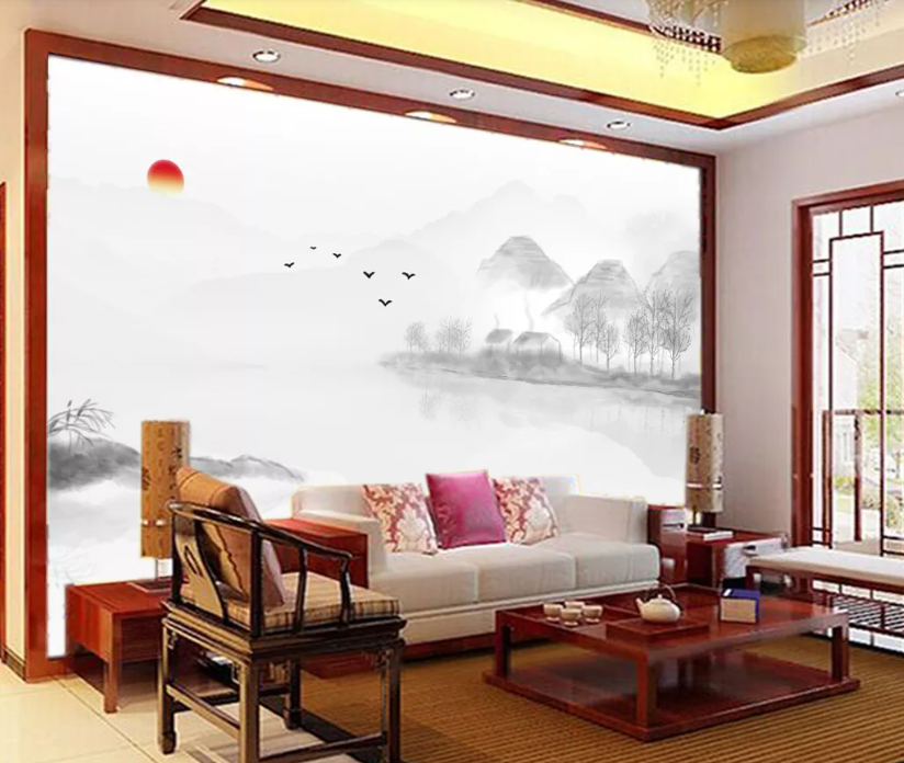 3D Fisherman Lake WC817 Wall Murals