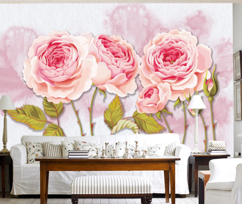 3D Pink Peony WC804 Wall Murals