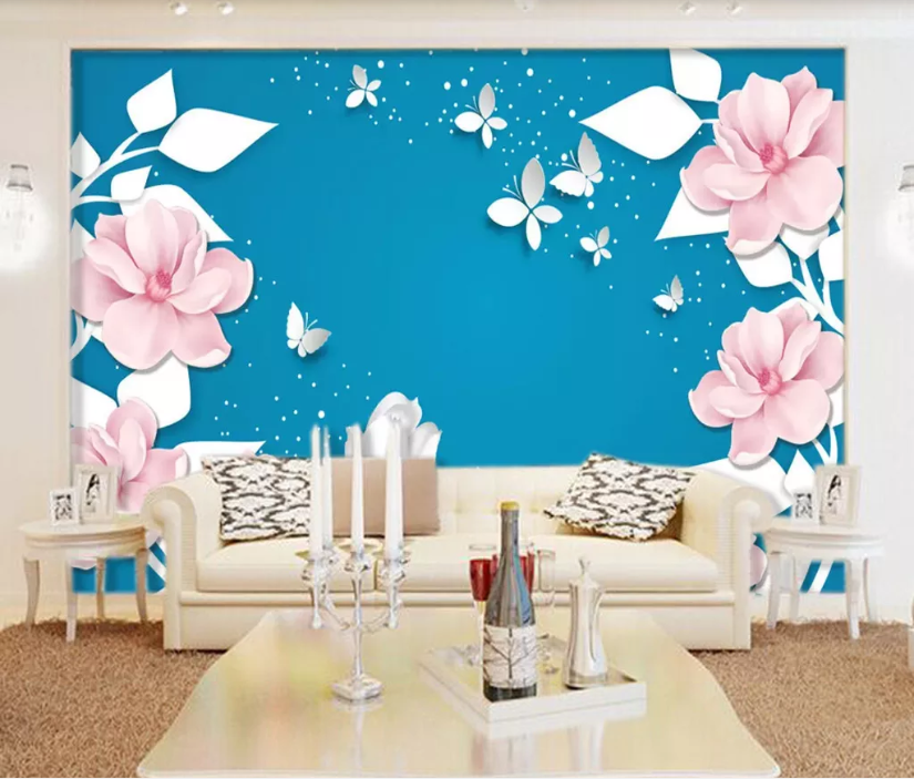 3D White Leaves WC800 Wall Murals