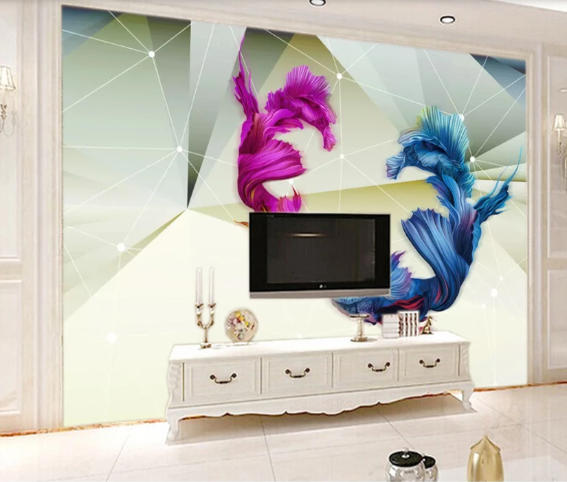 3D Blue Goldfish WC741 Wall Murals