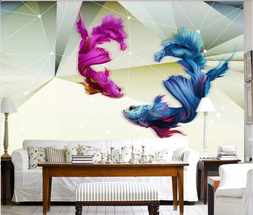 3D Blue Goldfish WC741 Wall Murals