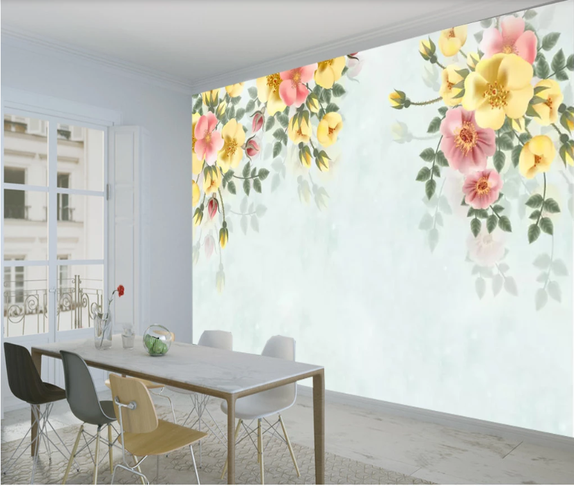 3D Colored Vine Roses WC705 Wall Murals