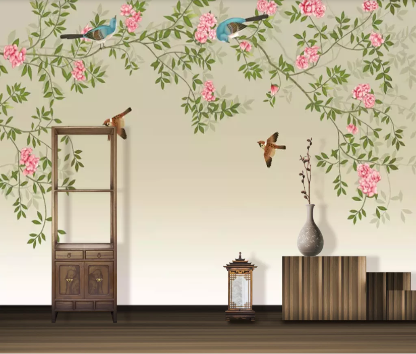 3D Magpie Leaf WC702 Wall Murals