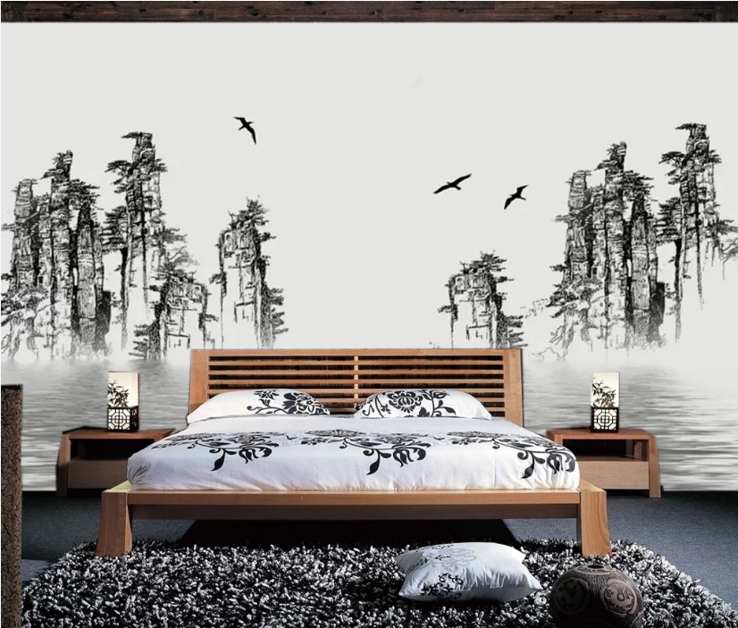 3D Boat Mountain WC575 Wall Murals