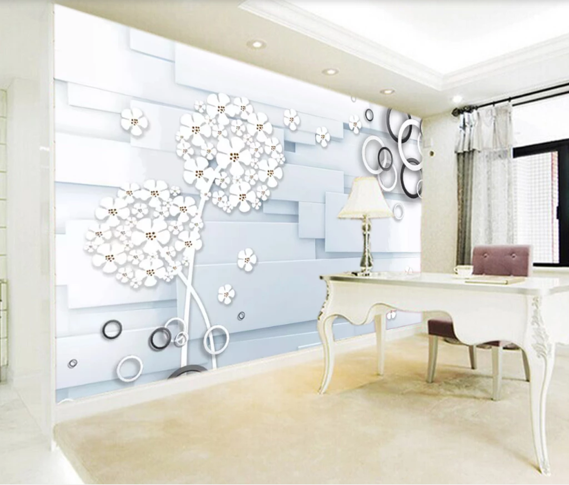 3D White Petals WC544 Wall Murals