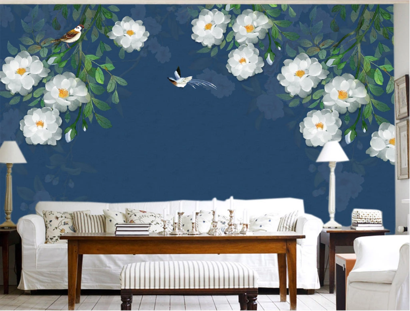 3D Magpie Flower WC368 Wall Murals