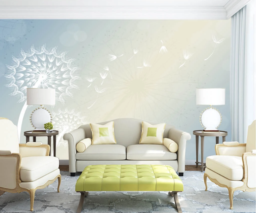 3D White Dandelion WC338 Wall Murals