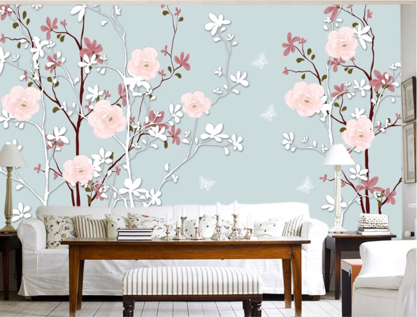 3D Pink Flowers WC308 Wall Murals