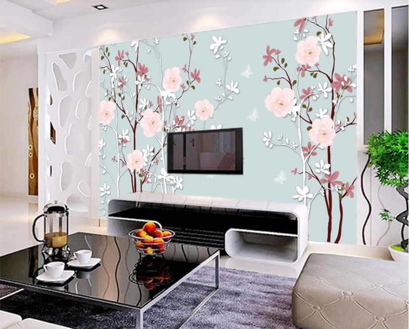 3D Pink Flowers WC308 Wall Murals