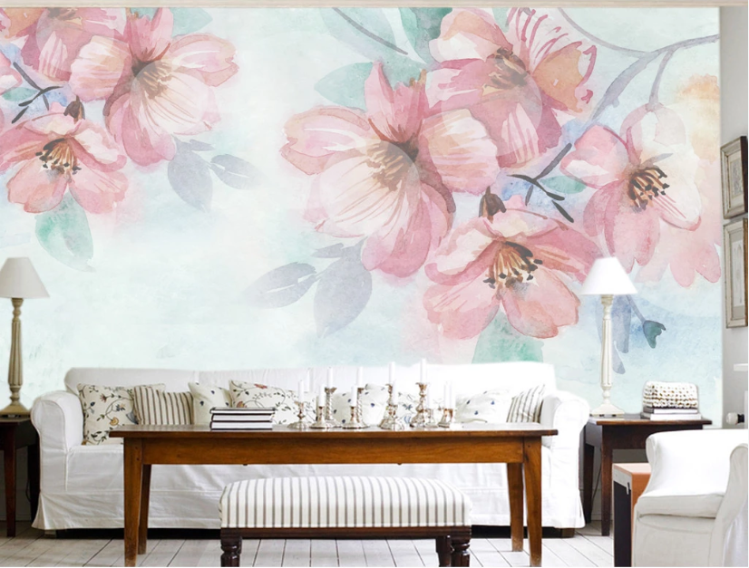 3D Red Floral Pattern WC299 Wall Murals