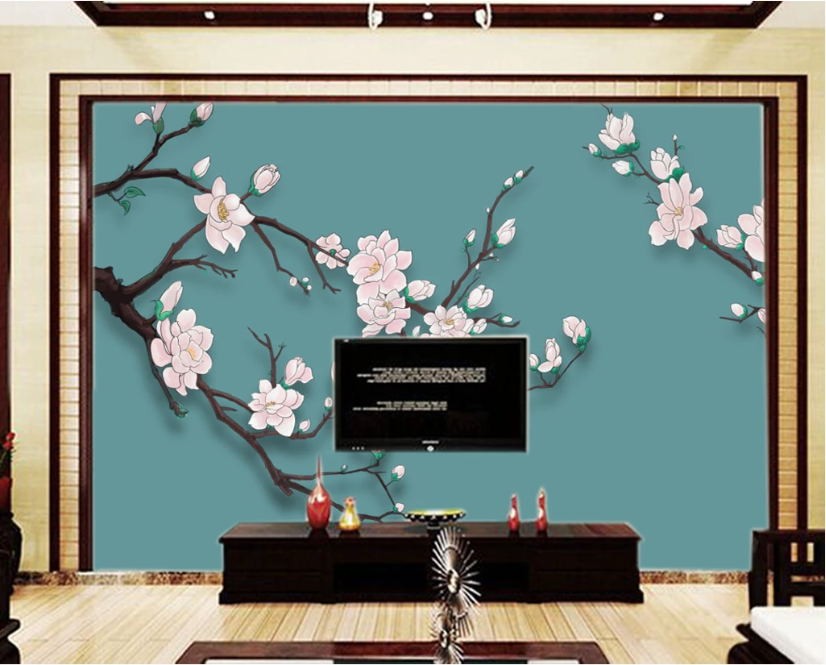 3D Red Plum Painting WC286 Wall Murals