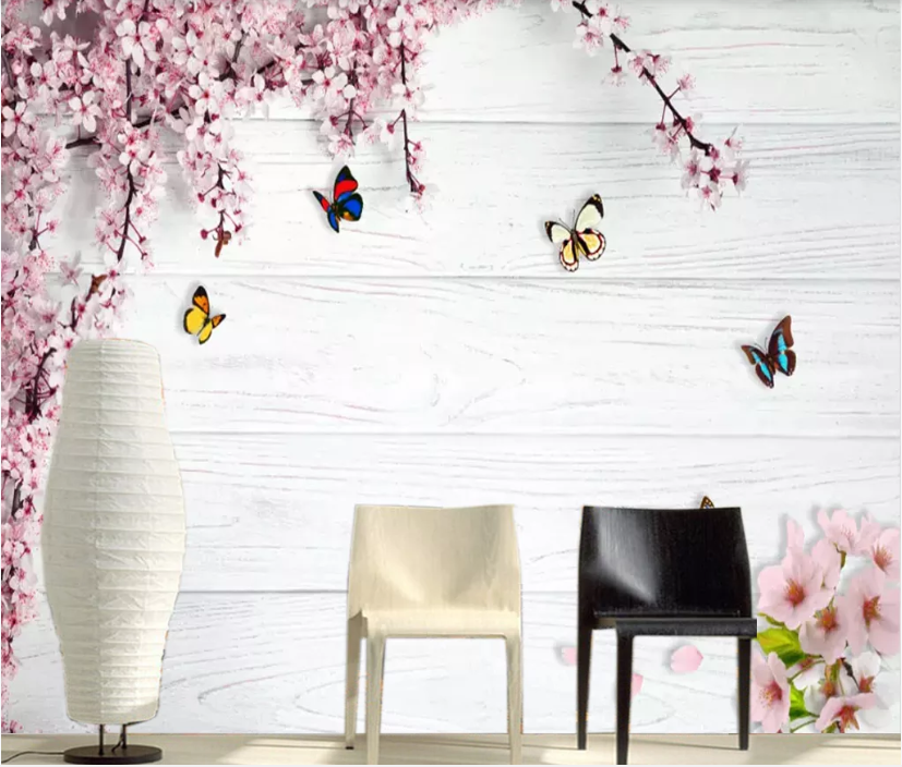 3D Plum Butterfly WC179 Wall Murals