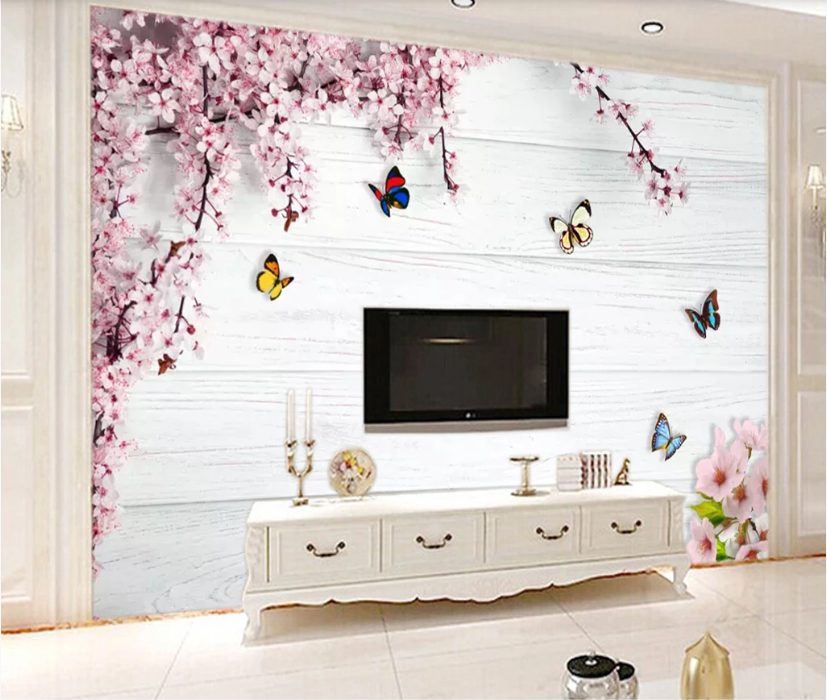 3D Plum Butterfly WC179 Wall Murals