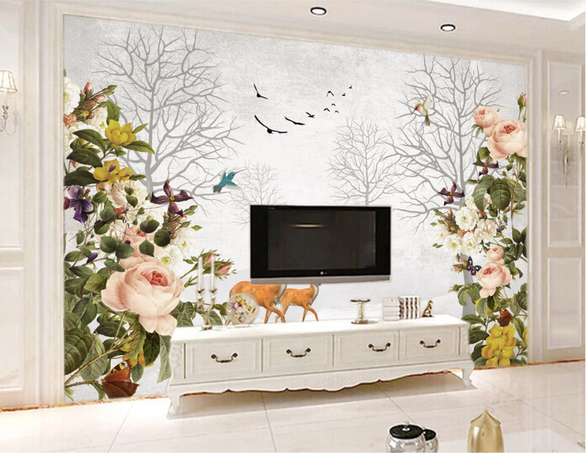 3D Rose Deer WC165 Wall Murals