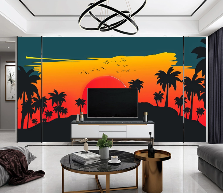 3D Sunset Tree WC2456 Wall Murals