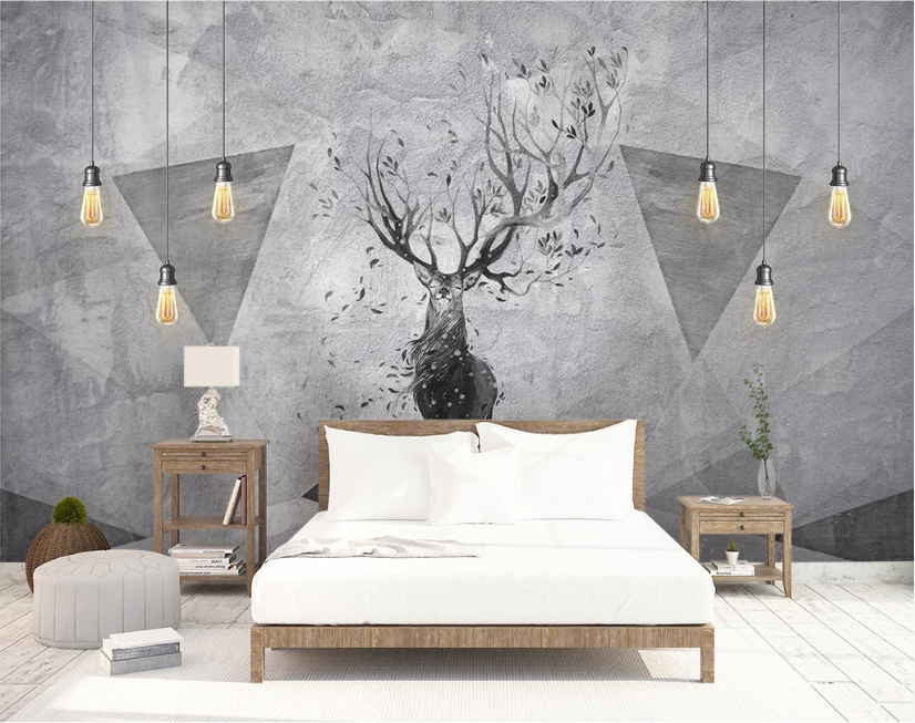 3D Black Deer WC2216 Wall Murals