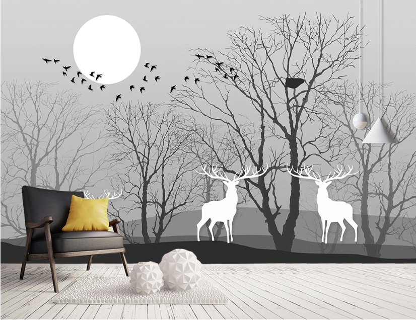 3D White Elk WC2128 Wall Murals