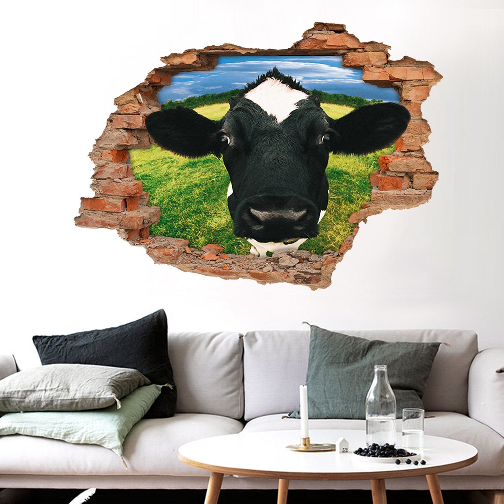 3D Funny Cow 24 Broken Wall Murals Wallpaper AJ Wallpaper 