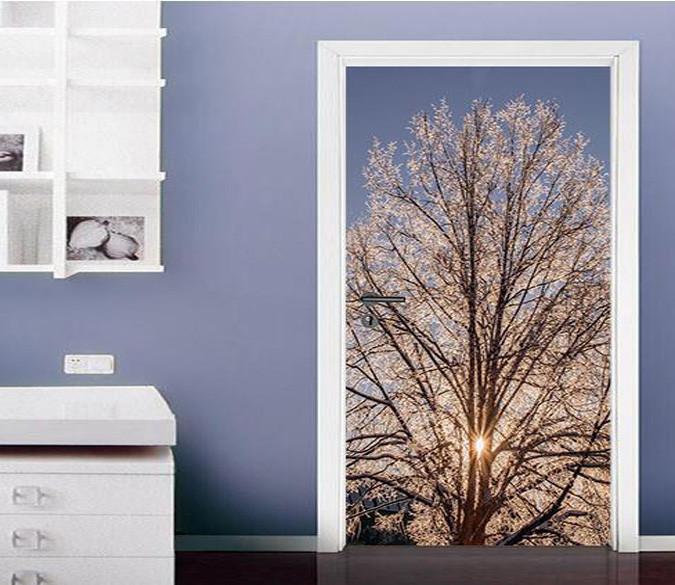 3D blooming tree in the sun door mural Wallpaper AJ Wallpaper 