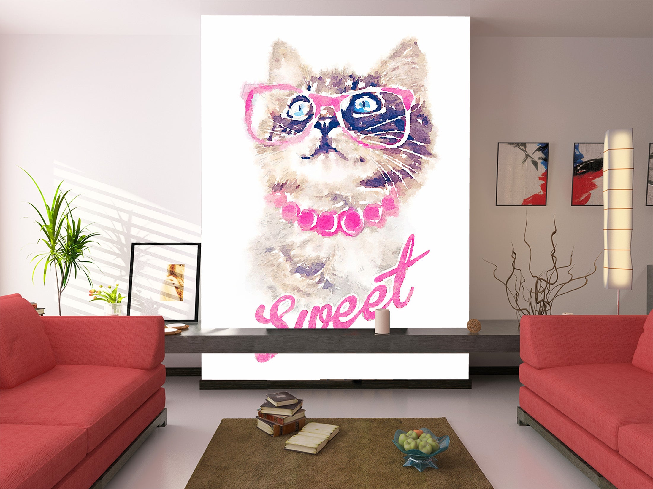 3D Glasses Kitten 111 Wall Murals