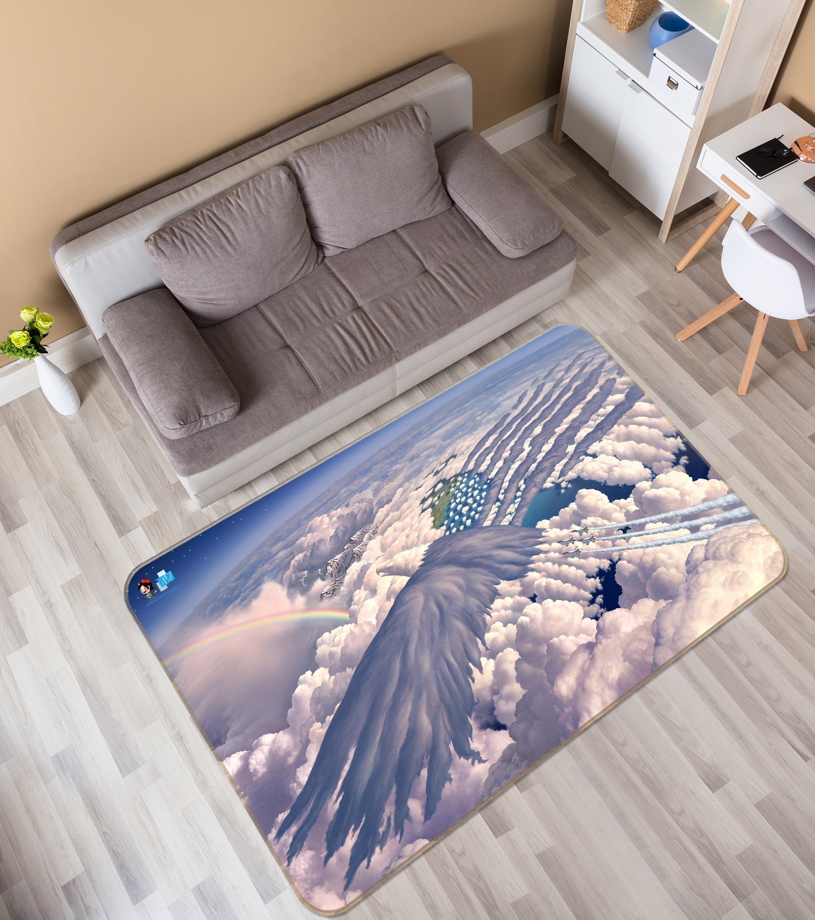 3D Clouds 85074 Jerry LoFaro Rug Non Slip Rug Mat