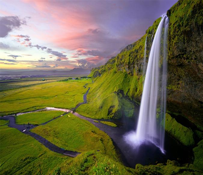 3D Grassland Waterfall Sky 213 Wallpaper AJ Wallpaper 