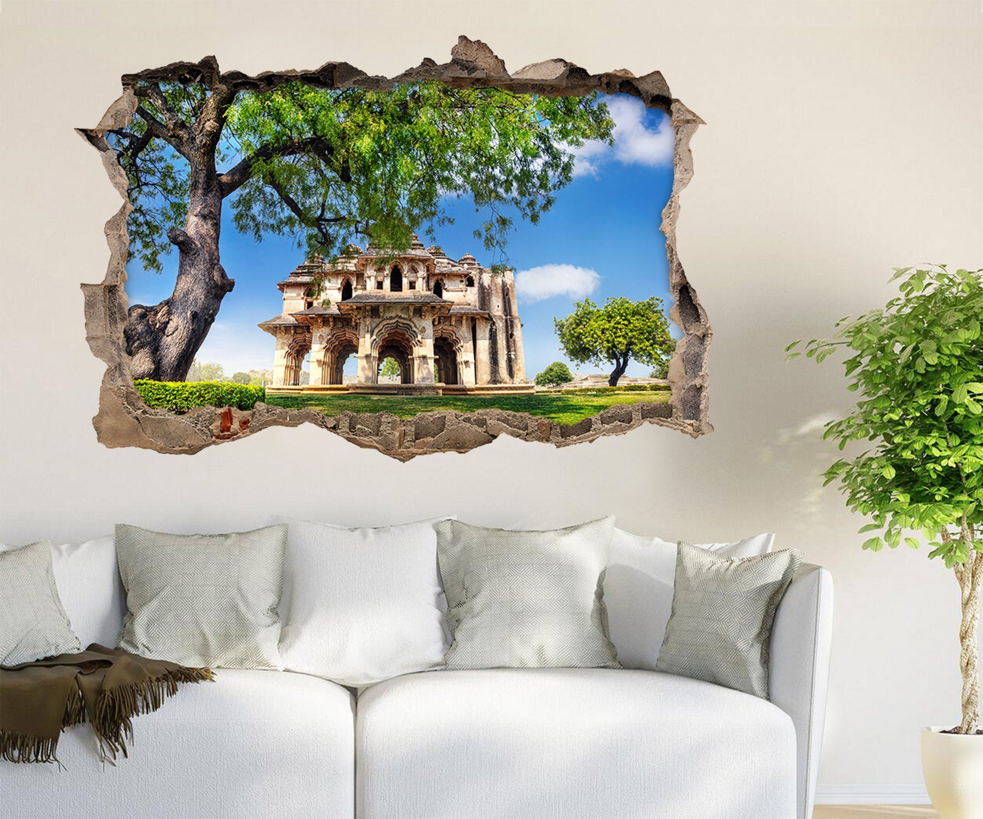 3D Grassland Ancient Tower 339 Broken Wall Murals Wallpaper AJ Wallpaper 