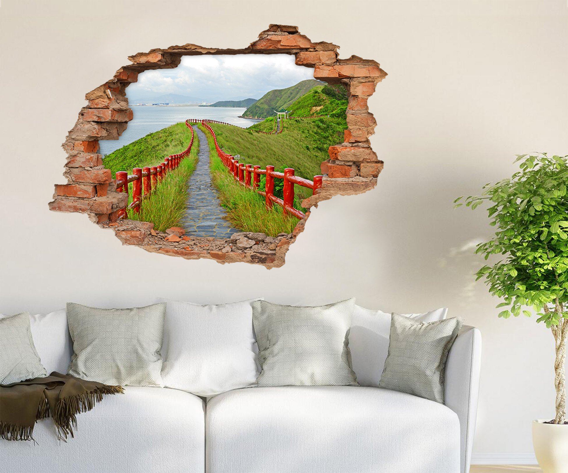 3D Seaside Trail 193 Broken Wall Murals Wallpaper AJ Wallpaper 