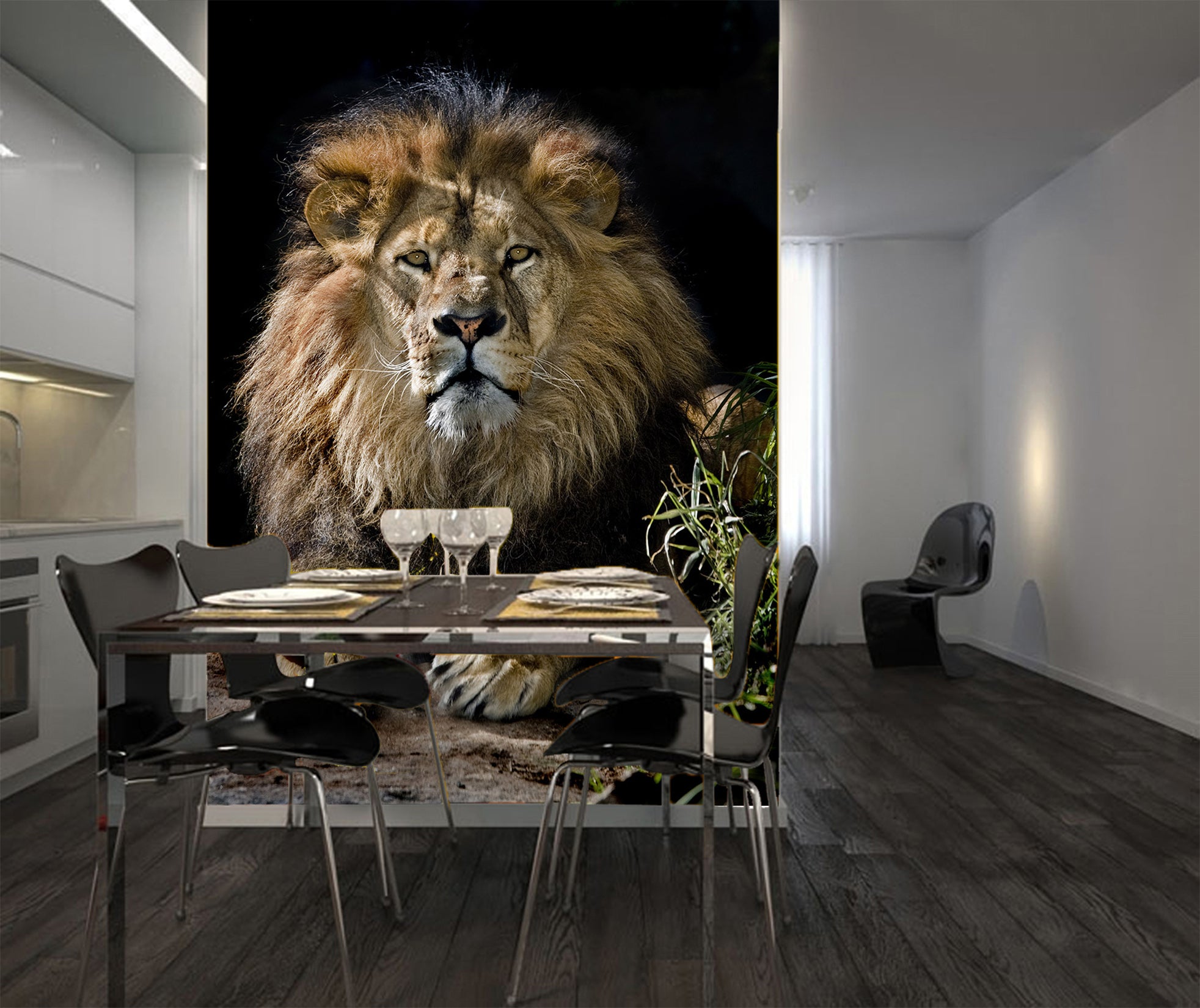 3D Lion Grass 140 Wall Murals