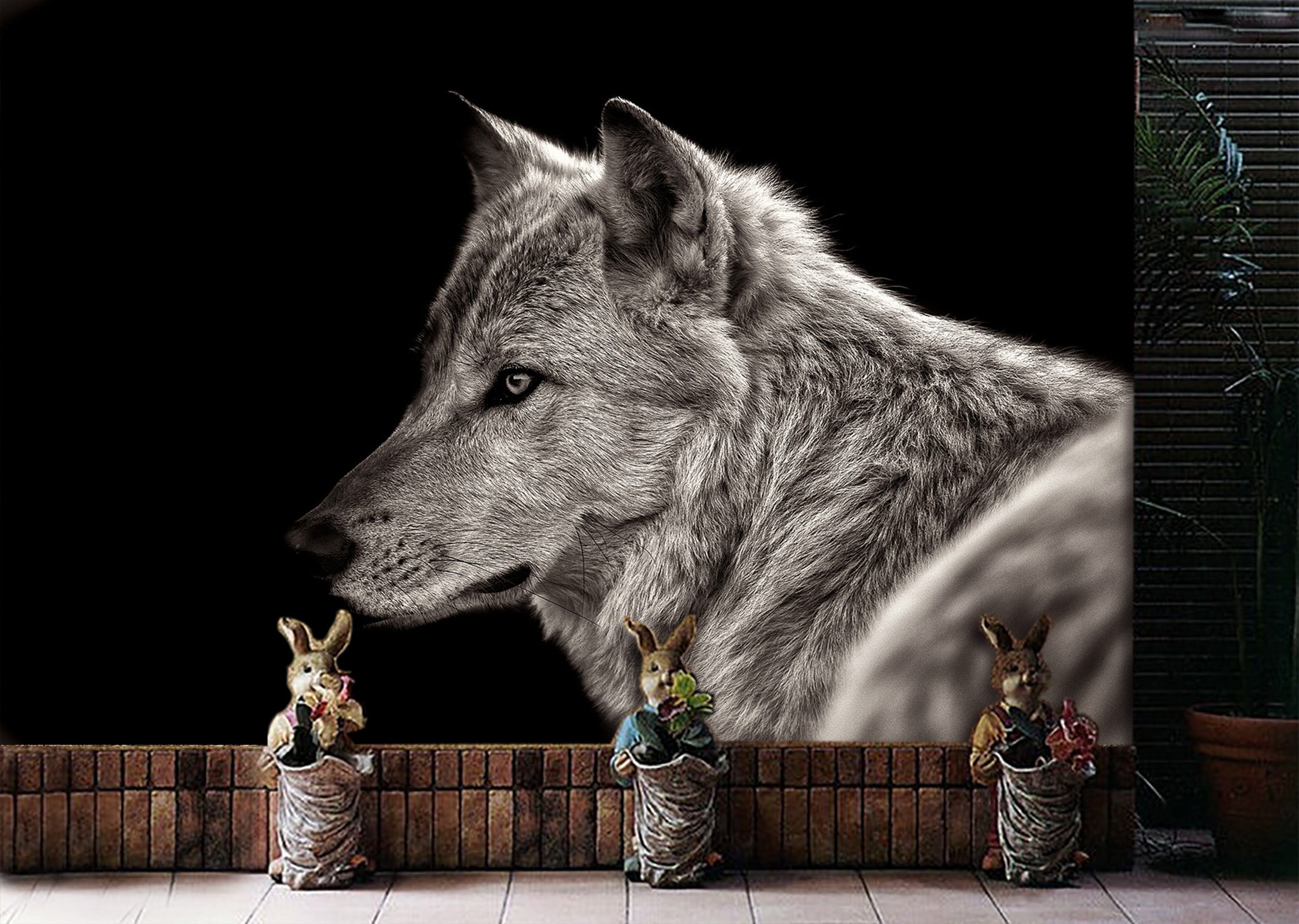 3D Black Wolf 298 Wall Murals